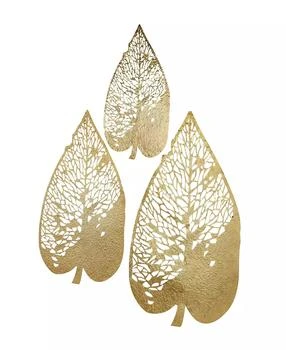 Novogratz Collection | Novogratz Gold Metal Leaf Wall Decor with Laser Cut Detailing Set of 3 45", 36", 28"H,商家Macy's,价格¥1840