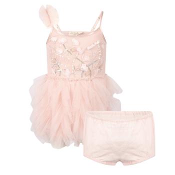 推荐Sequin and beads embellishment ruffled tulle dress with bloomers in pink商品