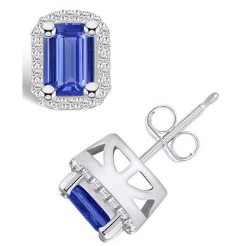 商品Macy's | Tanzanite (1-1/10 Ct. t.w.) and Diamond (1/5 Ct. t.w.) Halo Stud Earrings,商家Macy's,价格¥19371图片