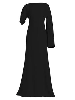Alexander McQueen | Crepe Asymmetric Cape-Sleeve Gown,商家Saks Fifth Avenue,价格¥21679