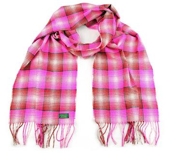 推荐Glencroft  100%开司米山羊绒格纹混色围巾 - 粉色商品