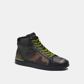 coach鞋男鞋, Coach | Coach Outlet Clip High Top Sneaker In Signature Canvas With Camo Print商品图片 6.6折