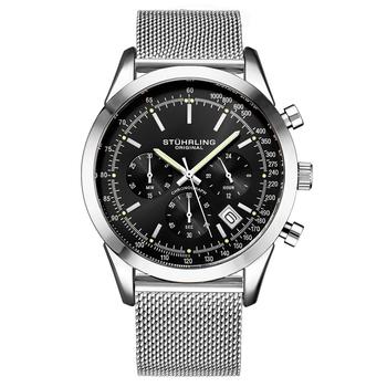 推荐Men's Quartz Chronograph Date Silver-Tone Stainless Steel Mesh Bracelet Watch 44mm商品