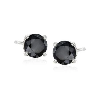 Ross-Simons Black Diamond Stud Earrings in Sterling Silver
