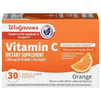 Walgreens | Vitamin C Effervescent Powder Blend Packets Orange 第2件5折, 满免