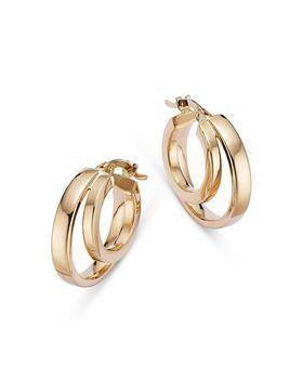 推荐Double Row Hoop Earrings in 14K Yellow Gold - 100% Exclusive商品