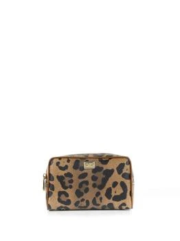 Leopard Clutch Bag With Logo Plate
