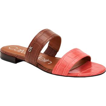 ck鞋真假, Calvin Klein | Calvin Klein Womens Elliana Croc Embossed Embossed Color Block Flat Sandals商品图片 6折