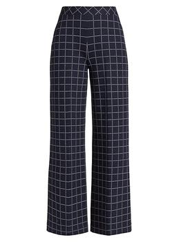 推荐Windowpane Check Straight Crop Pants商品