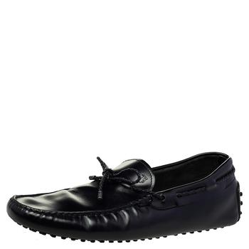 [二手商品] Tod's | Tod's Black Leather Bow Slip-On Loafers Size 44商品图片,7.4折