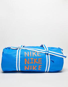 nike air force旅游, NIKE | Nike Heritage duffel bag in blue with orange 'Nike' logo商品图片 