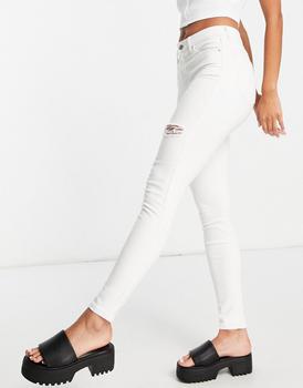 冬装topshop jamie, Topshop | Topshop Jamie jeans with thigh rip in white商品图片 8折