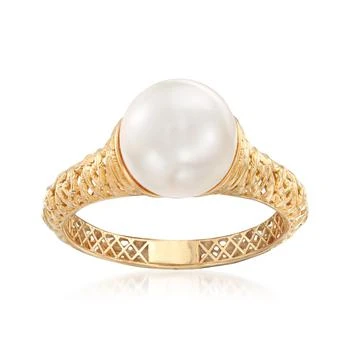 Ross-Simons | Ross-Simons 9-9.5mm Cultured Pearl Filigree Ring in 14kt Yellow Gold,商家Premium Outlets,价格¥3747