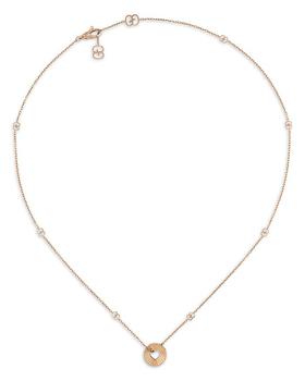Gucci | 18K Rose Gold Icon Heart & Double G Pendant Necklace, 40"-42"商品图片,独家减免邮费