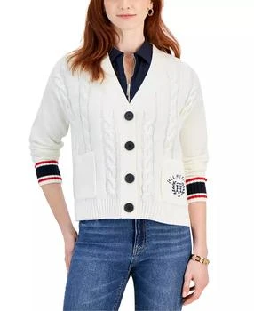 Tommy Hilfiger | Women's Cable-Knit Varsity Cardigan,商家Macy's,价格¥346