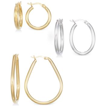 商品Macy's | Set of Three Hoop Earrings in 14k Gold, White Gold and Rose Gold Vermeil,商家Macy's,价格¥503图片