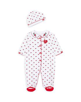 商品Little Me | Girls' Petite Rose Cotton Footie & Hat Set - Baby,商家Bloomingdale's,价格¥141图片