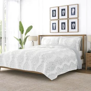 IENJOY HOME | Classic Damask Light Gray Reversible Pattern Quilt Coverlet Set Ultra Soft Microfiber Bedding,商家Premium Outlets,价格¥284