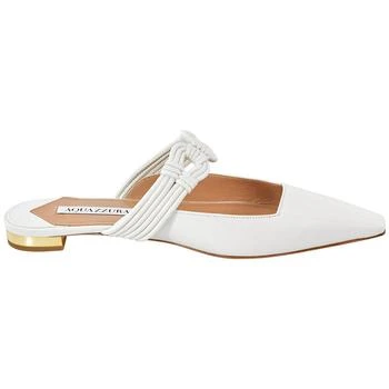 推荐Ladies White Pointed-toe Leather Mules商品