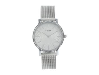 Timex | 34 mm Transcend with Crystals 3-Hand Mesh Band Watch商品图片,独家减免邮费