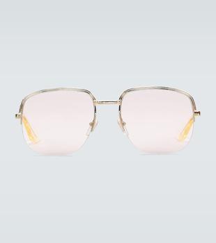 Gucci | 矩形金属框眼镜商品图片,6.9折×额外9.5折, 额外九五折