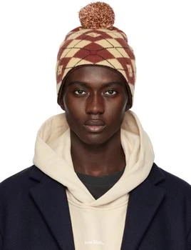 Acne Studios | Beige & Red Argyle Jacquard Beanie 独家减免邮费