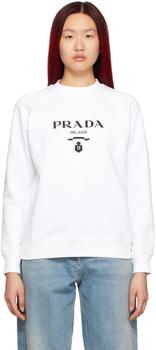 Prada | White Embroidered Sweatshirt商品图片,独家减免邮费