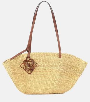推荐Shell Small leather-trimmed basket bag商品