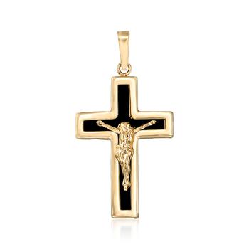 商品Ross-Simons | Ross-Simons Black Onyx Crucifix Pendant in 14kt Yellow Gold,商家Premium Outlets,价格¥995图片