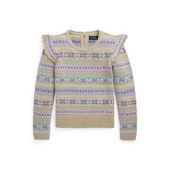 Ralph Lauren | Big Girls Ruffled Fair Isle Wool-Blend Sweater,商家Macy's,价格¥452