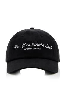 推荐Sporty & Rich - NY Health Club Cotton Baseball Cap - Black - OS - Moda Operandi商品