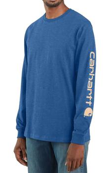 卡哈特代购, Carhartt | (K231) Signature Sleeve Logo L/S Shirt - Light Cobalt Heather/Cantalope商品图片 5.2折×额外7折, 额外七折