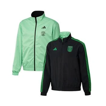 Adidas | Men's Black and Green Austin FC 2023 On-Field Anthem Full-Zip Reversible Team Jacket 7.4折