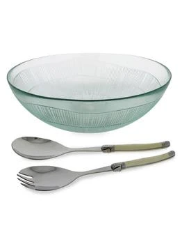 French Home | 3-Piece Recycled Glass Birch Salad Bowl & Servers,商家Saks OFF 5TH,价格¥450