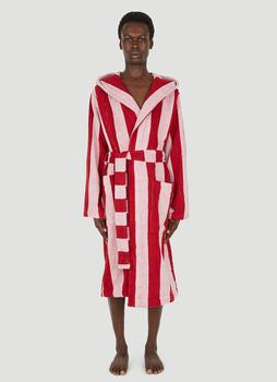 推荐Block Stripe Hooded Bath Robe in Red商品