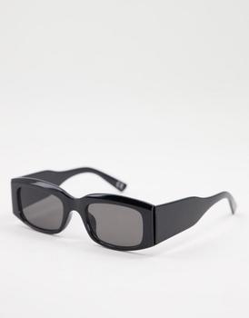 ASOS | ASOS DESIGN mid square sunglasses with wide temple in black商品图片,7.3折