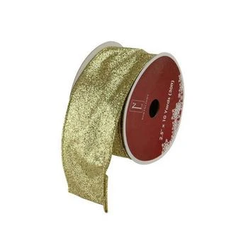 Northlight | Sparkling Gold Lines Wired Christmas Craft Ribbon 2.5" x 10 Yards,商家Macy's,价格¥224