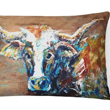 推荐12 in x 16 in  Outdoor Throw Pillow On the Loose Brown Cow Canvas Fabric Decorative Pillow商品