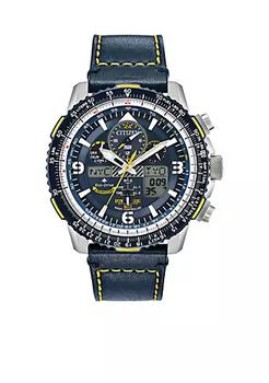 更多西铁城光动能, Citizen | Men's Stainless Steel Eco-Drive Analog-Digital Chronograph Promaster Blue Angels Skyhawk A-T Blue Leather Strap Watch商品图片 7.5折