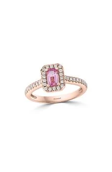 Effy | 14K Rose Gold Pink Sapphire & Diamond Halo Ring - 0.28ct. - Size 7,商家Nordstrom Rack,价格¥9168