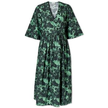 推荐GANNI Printed Floral Midi Wrap Dress商品