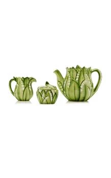 MoDA | Moda Domus - Lily Of The Valley Ceramic Teapot; Cream; and Sugar Set - Green - Moda Operandi,商家Fashion US,价格¥4139