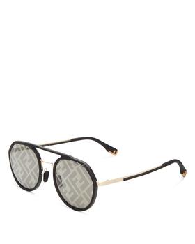 墨镜fendi是什么牌子, Fendi | Unisex Brow Bar Round Sunglasses, 51mm商品图片 