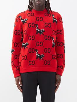 推荐Skunk and GG-jacquard wool sweater商品