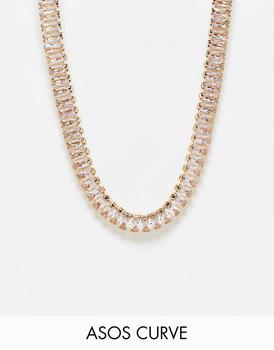 ASOS | ASOS DESIGN Curve necklace with cubic zirconia crystal design商品图片,