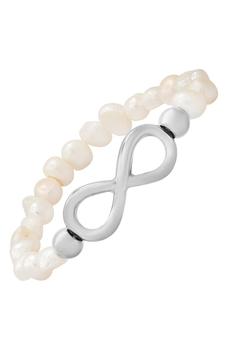 商品Stainless Steel Imitation Pearl Infinity Stretch Bracelet图片