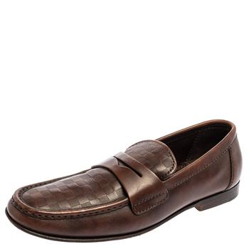 更多路易威登男鞋, [二手商品] Louis Vuitton | Louis Vuitton Brown Damier Embossed Leather Sorbonne Slip On Loafers Size 42商品图片 6.9折, 满1件减$100, 满减