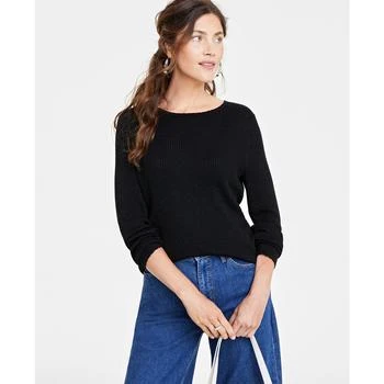 推荐Women's Bow-Back Metallic-Knit Sweater, Created for Macy's商品