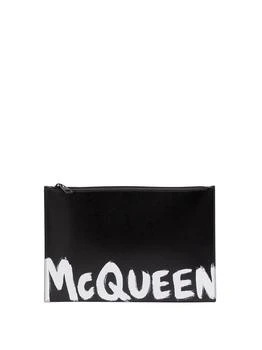 推荐Alexander McQueen `Mcqueen Graffiti` Flat Zip Pouch商品