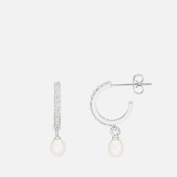 商品Estella Bartlett Silver-Plated, Faux Pearl and Crystal Hoop Earrings图片